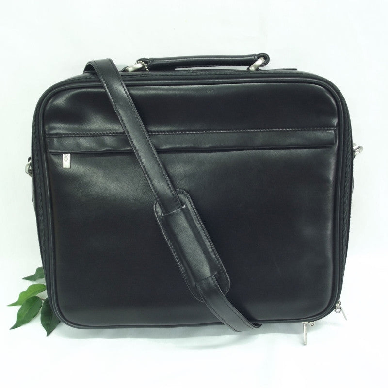 Quindici 15.6 Laptop Messenger Bag Black Soft Split Leather QSB