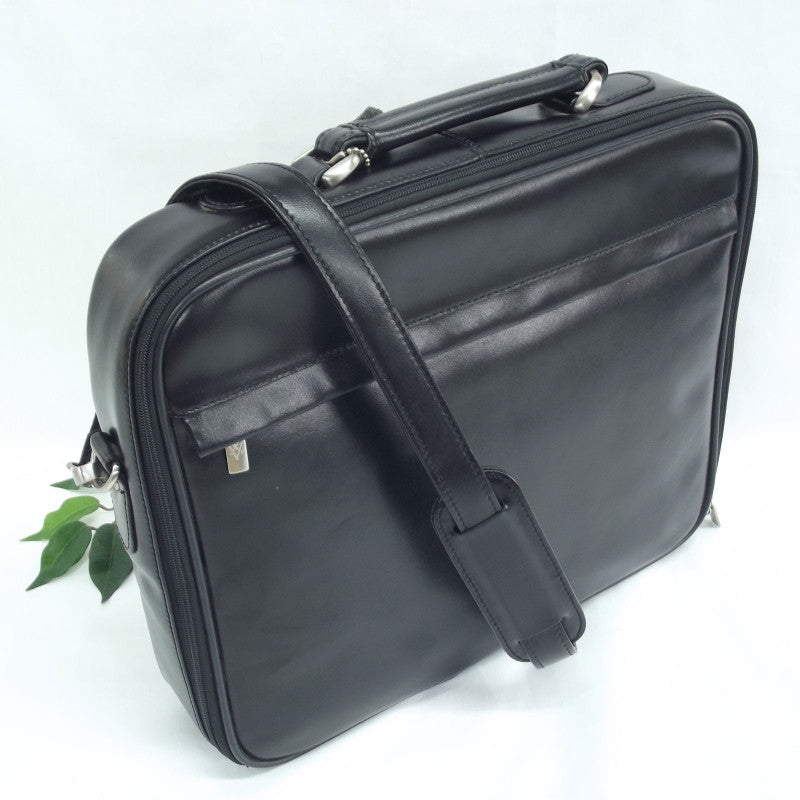 Quindici 15.6 Laptop Messenger Bag Black Soft Split Leather QSB